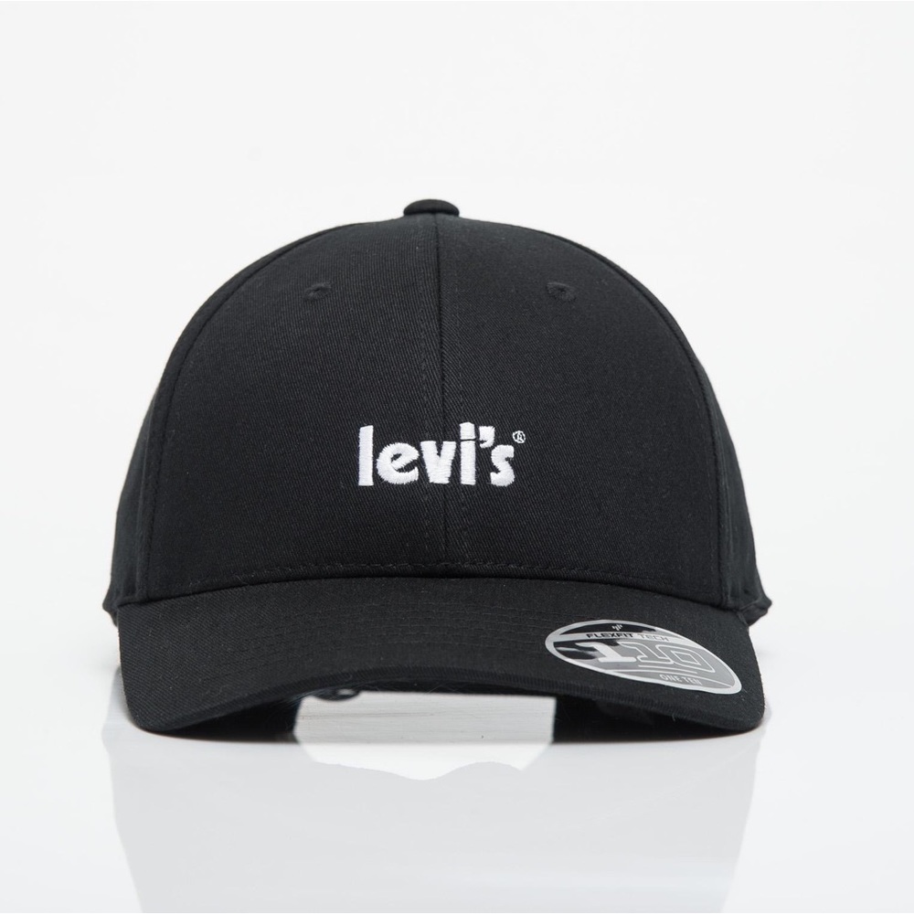Levis black hat with white embroidered poster logo